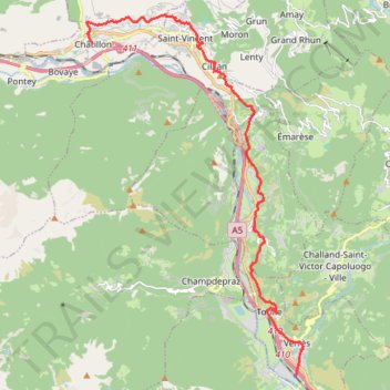 Itinéraire tappa-04-da-chatillon-verres, distance, dénivelé, altitude, carte, profil, trace GPS