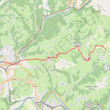 Itinéraire Saint Jacque de Bord à Figeac, distance, dénivelé, altitude, carte, profil, trace GPS