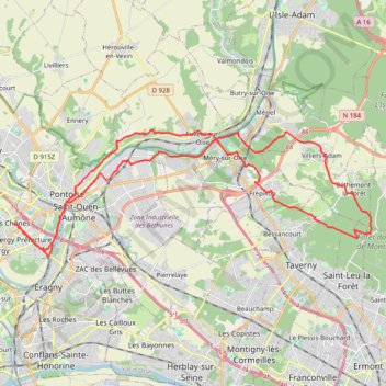 Itinéraire Méry - Forêt de Montmorency, distance, dénivelé, altitude, carte, profil, trace GPS