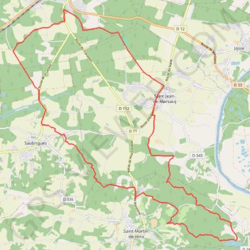 Itinéraire Boucle départ tyrosse, bois du Pouy, Tyrosse, distance, dénivelé, altitude, carte, profil, trace GPS