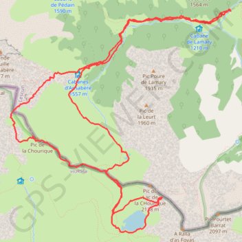 Itinéraire Pic de la Chourique, Ibon de Acherito depuis Pont Lamary, distance, dénivelé, altitude, carte, profil, trace GPS