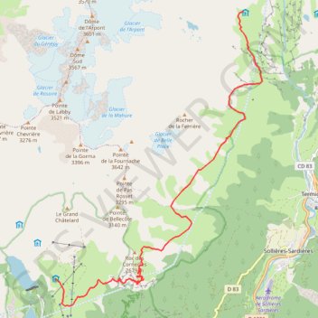 Itinéraire Le Balcon de la Vanoise - Plan Sec - L'Arpont, distance, dénivelé, altitude, carte, profil, trace GPS