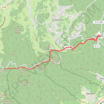 Itinéraire Croix-de-Wihr, Trois-Épis, Baerenstall, distance, dénivelé, altitude, carte, profil, trace GPS