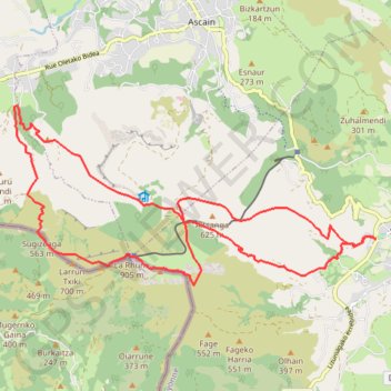 Itinéraire La Rhune_Départ Sare_+Bcle Mantobia, distance, dénivelé, altitude, carte, profil, trace GPS
