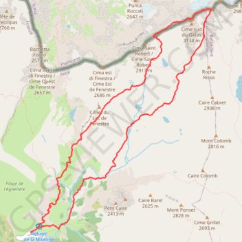 Itinéraire Cime du Gelas - Traversée Ouest-Est, distance, dénivelé, altitude, carte, profil, trace GPS