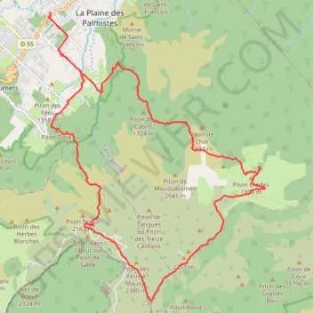 Itinéraire Trail des trois Pitons, distance, dénivelé, altitude, carte, profil, trace GPS