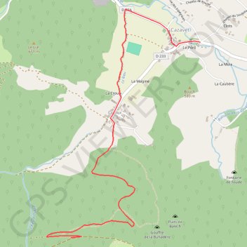 Itinéraire Descente de Cazaux, distance, dénivelé, altitude, carte, profil, trace GPS