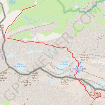 Itinéraire Le Casque du Marboré depuis le col de Tentes, distance, dénivelé, altitude, carte, profil, trace GPS