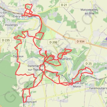 Itinéraire Crécy-la-Chapelle Cyclisme, distance, dénivelé, altitude, carte, profil, trace GPS