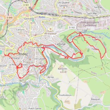 Itinéraire Dans Rodez, distance, dénivelé, altitude, carte, profil, trace GPS