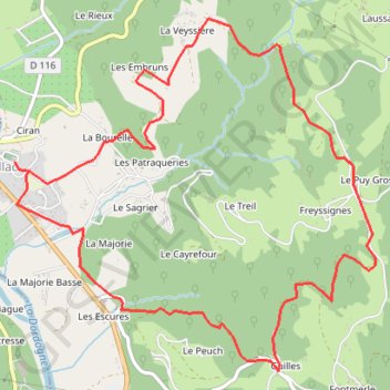Itinéraire Circuit autour d'Altillac, distance, dénivelé, altitude, carte, profil, trace GPS