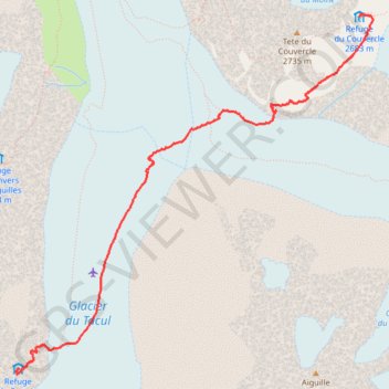 Itinéraire Traversée refuge du Requin-refuge du Couvercle, distance, dénivelé, altitude, carte, profil, trace GPS