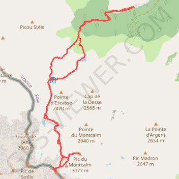 Itinéraire Montcalm - Estats, distance, dénivelé, altitude, carte, profil, trace GPS
