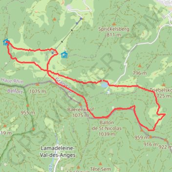 Itinéraire Sur les crêtes du Baerenkopf court, distance, dénivelé, altitude, carte, profil, trace GPS