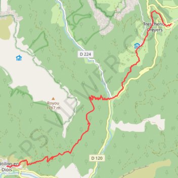 Itinéraire Sur les Pas des Huguenots - Châtillon-en-Diois - Les Nonières, distance, dénivelé, altitude, carte, profil, trace GPS