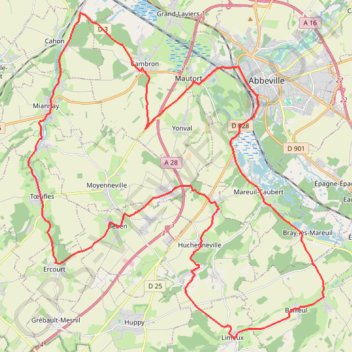 Itinéraire L'Abbevillois, distance, dénivelé, altitude, carte, profil, trace GPS
