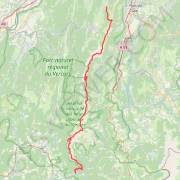 Itinéraire Traversée du Vercors, distance, dénivelé, altitude, carte, profil, trace GPS