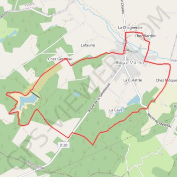 Itinéraire Circuit des étangs - Rioux-Martin, distance, dénivelé, altitude, carte, profil, trace GPS