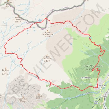 Itinéraire Col de la Terrasse, distance, dénivelé, altitude, carte, profil, trace GPS