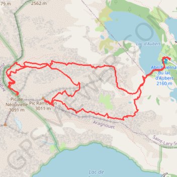 Itinéraire Néouvielle - face Est Ramoun, distance, dénivelé, altitude, carte, profil, trace GPS