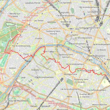 Itinéraire Traversée de Paris Ouest-Est (75 - Paris), distance, dénivelé, altitude, carte, profil, trace GPS