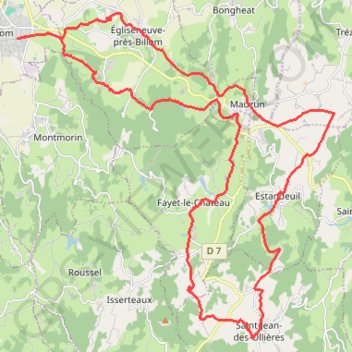Itinéraire La boucle de Saint-Jean-des-Ollières, distance, dénivelé, altitude, carte, profil, trace GPS