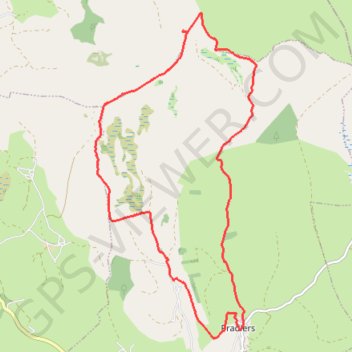 Itinéraire La montagne de Courbières - Pradiers, distance, dénivelé, altitude, carte, profil, trace GPS