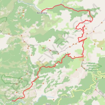 Itinéraire Ota - Barghiana, distance, dénivelé, altitude, carte, profil, trace GPS