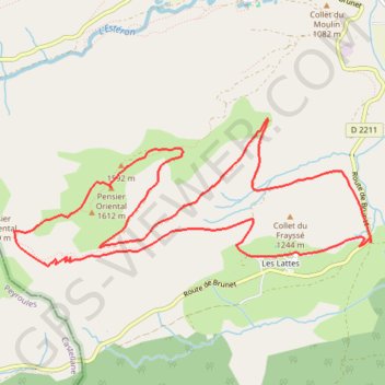 Itinéraire Les Lattes - Le Pensier Oriental 11, distance, dénivelé, altitude, carte, profil, trace GPS
