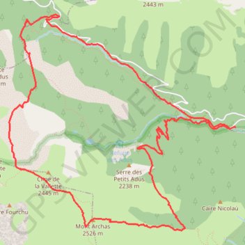 Itinéraire Mont ARCHAS-Salese-Adus, distance, dénivelé, altitude, carte, profil, trace GPS