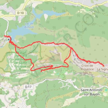 Itinéraire Sainte Victoire, distance, dénivelé, altitude, carte, profil, trace GPS