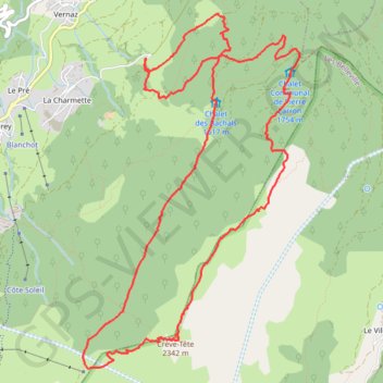 Itinéraire Circuit des crêtes de Crève-Tête, distance, dénivelé, altitude, carte, profil, trace GPS