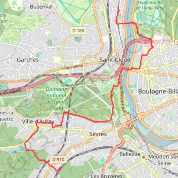 Itinéraire De Chaville à Saint-Cloud, distance, dénivelé, altitude, carte, profil, trace GPS