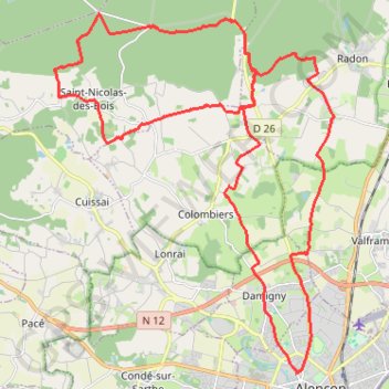 Itinéraire Au fil des chemins d'Ecouves, distance, dénivelé, altitude, carte, profil, trace GPS