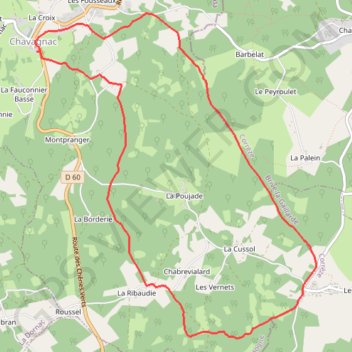 Itinéraire Chavagnac - La Ribaudie, distance, dénivelé, altitude, carte, profil, trace GPS