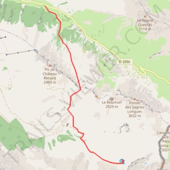 Itinéraire J1fontgillarde_refuge_blanche, distance, dénivelé, altitude, carte, profil, trace GPS