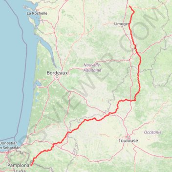 Itinéraire JJ De La Souterraine-Roncevaux, distance, dénivelé, altitude, carte, profil, trace GPS