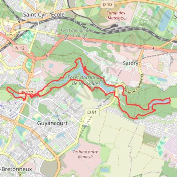 Itinéraire Les Etangs de la Bièvres, distance, dénivelé, altitude, carte, profil, trace GPS