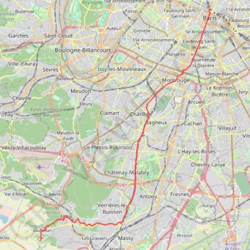 Itinéraire Chemin de Compostelle - Paris à Vauhallan par la vallée de la Bièvre, distance, dénivelé, altitude, carte, profil, trace GPS