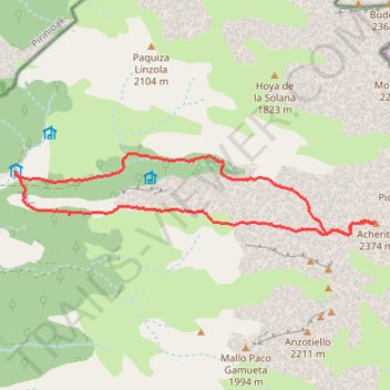 Itinéraire Mallo de Acherito en circuit depuis le Refugio de Linza, distance, dénivelé, altitude, carte, profil, trace GPS