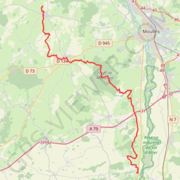 Itinéraire Châtel-de-Neuvre à Saint-Menoux - GR300, distance, dénivelé, altitude, carte, profil, trace GPS