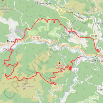 Itinéraire Chateau de ventadour, distance, dénivelé, altitude, carte, profil, trace GPS