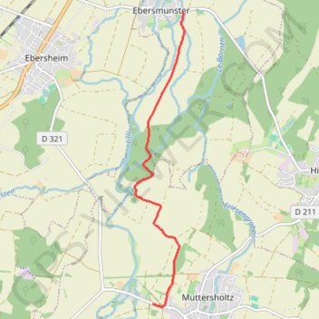 Itinéraire Ebermunster Mutterholtz, distance, dénivelé, altitude, carte, profil, trace GPS