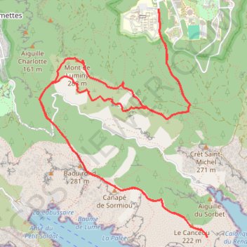 Itinéraire Crête de Morgiou, distance, dénivelé, altitude, carte, profil, trace GPS