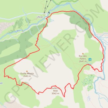 Itinéraire L'ouille du midi, distance, dénivelé, altitude, carte, profil, trace GPS
