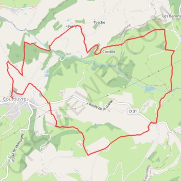 Itinéraire Circuit de Coutouvre, distance, dénivelé, altitude, carte, profil, trace GPS