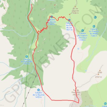 Itinéraire Tuc de Pourtillou par Cornave, distance, dénivelé, altitude, carte, profil, trace GPS