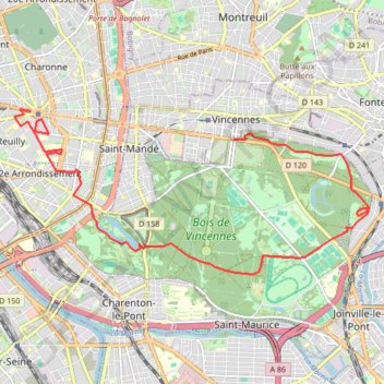 Itinéraire Bois de Vincennes - Picpus, distance, dénivelé, altitude, carte, profil, trace GPS
