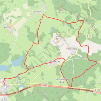 Itinéraire Circuit d'Ajain, distance, dénivelé, altitude, carte, profil, trace GPS