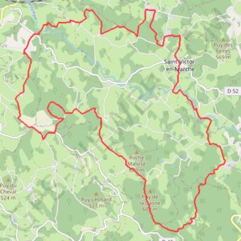 Itinéraire Circuit 5 Le Rocher de la femme perdue - Espace Trail des Monts de Guéret, distance, dénivelé, altitude, carte, profil, trace GPS
